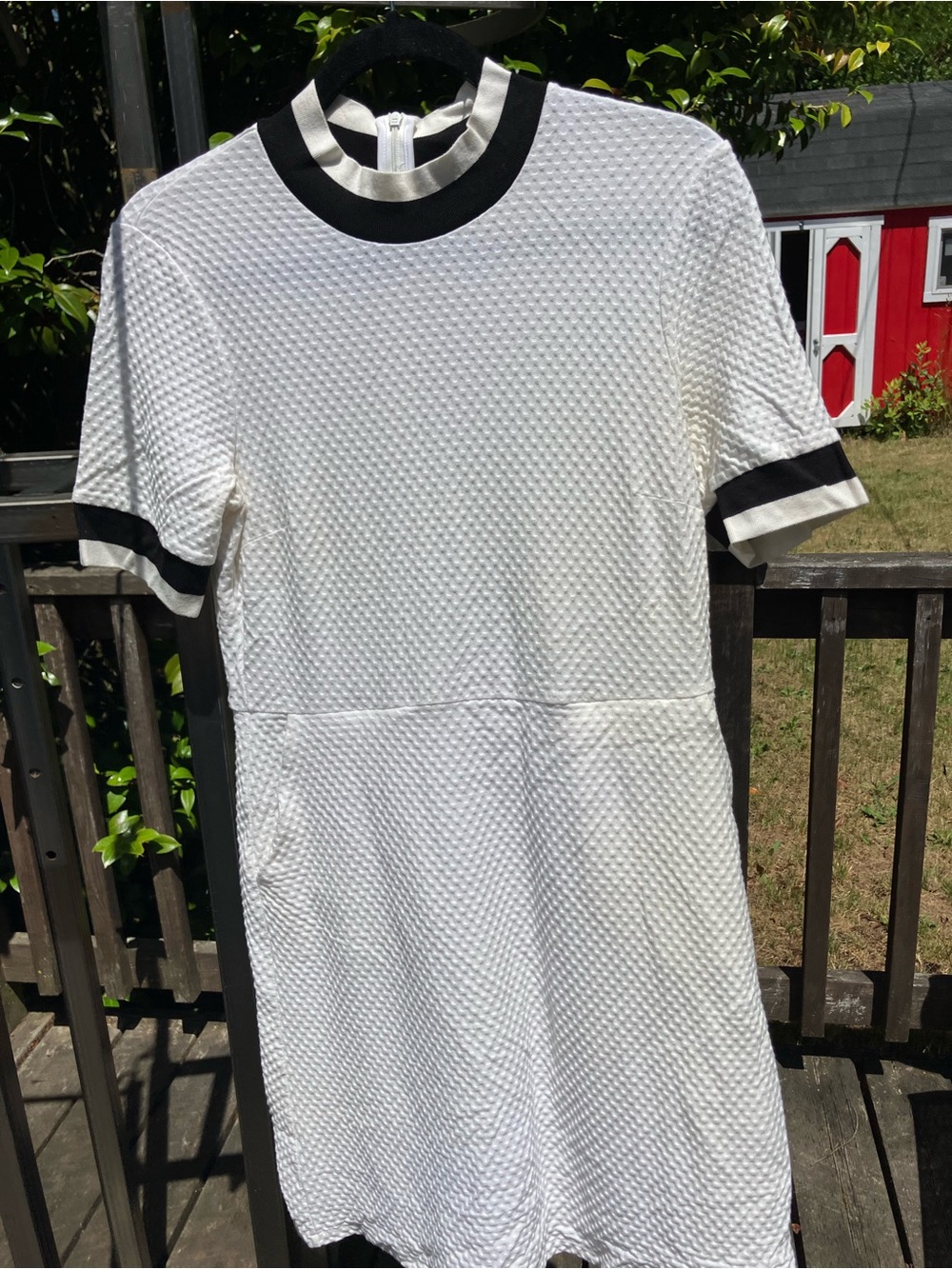 French Connection Cotton White Half Sleeve Dress  with Pockets Size 8